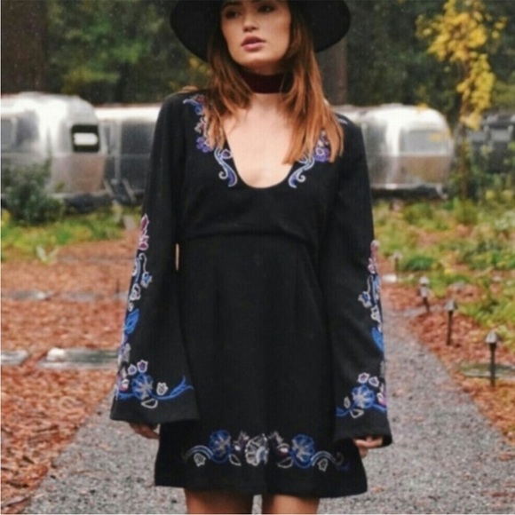 HOST PICK!!!  Free People black dress with embroidered design - Picture 3 of 8